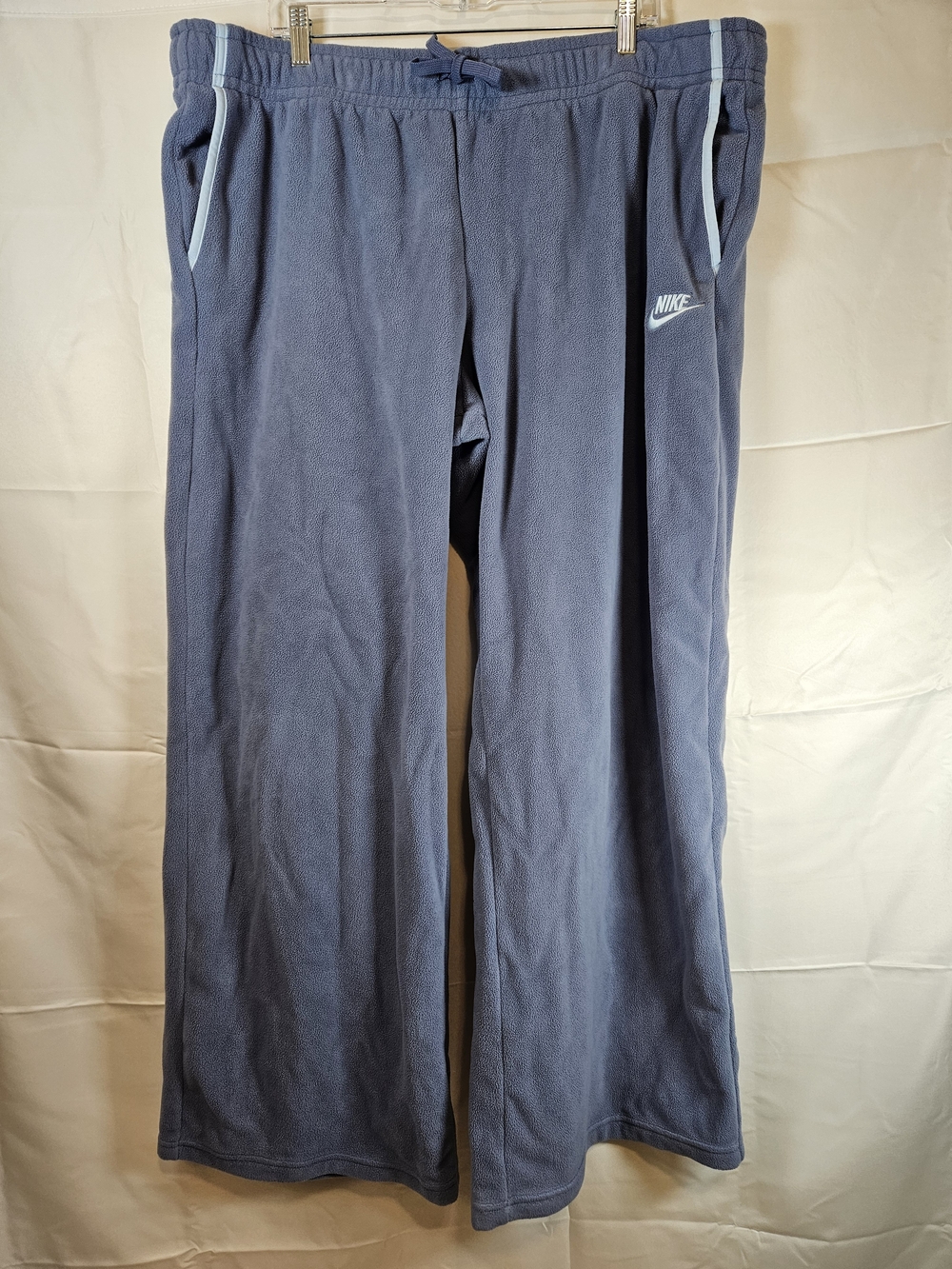 Nike Blue Fleece Sweatpants with Light Blue Trim XXL Cozy Relaxed Fit Casual